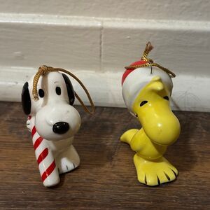 vintage snoopy woodstock peanuts ceramic made in japan ornaments 60s ? 70s ?